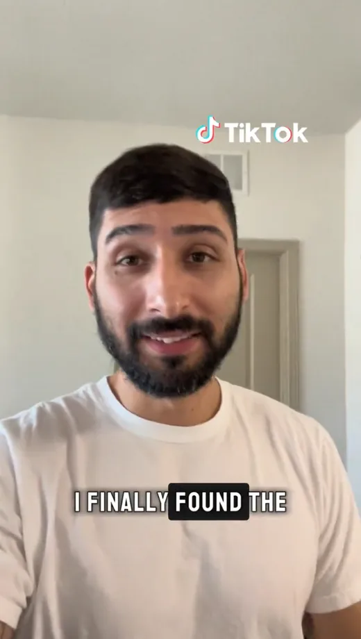 Frame from a TikTok video in which a creator speaks to the camera about Intch, captioned I finally found the.