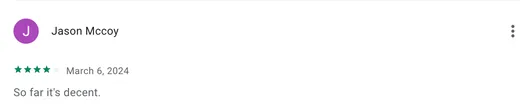 Google Play review by Jason Mccoy saying Intch is decent so far.